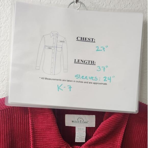 Willow Lane Red Corduroy Shacket Size 1X - Picture 12 of 13